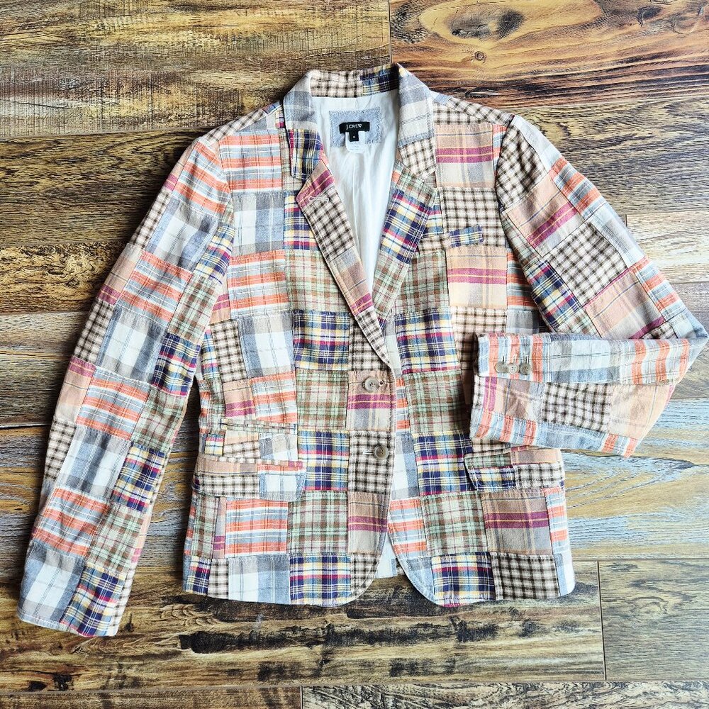 J.Crew Madras Patchwork Plaid 2 Button Schoolboy … - image 3